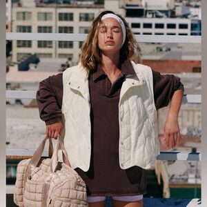 FP Movement Free People Quinn Quilted Puffer Vest - Color: Brushed Sail, Size: S